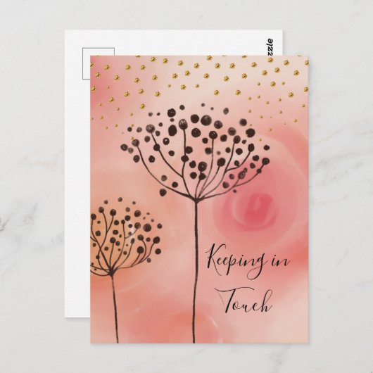 Moderne roze gulden in aanraking briefkaart (Voorkant / Achterkant)