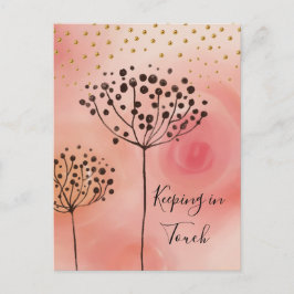 Moderne roze gulden in aanraking briefkaart