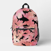 Moderne roze haai gradiënt ruimte melkweg meisjes bedrukte rugzak (Voorkant)