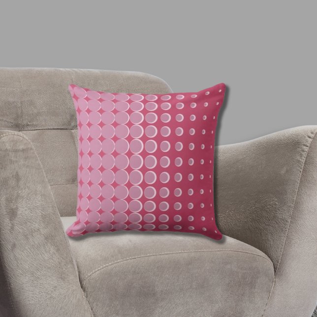 Moderne Roze Halftone Stippen Kussen (Pink Halftone Pattern)