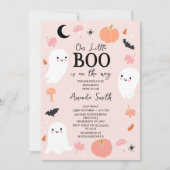 Moderne Roze Halloween Little Boo Baby Shower Kaart (Voorkant)