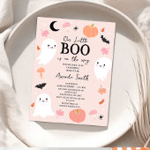 Moderne Roze Halloween Little Boo Baby Shower Kaart