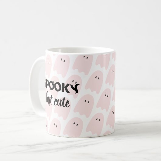 Moderne roze halloween Spooky but Cute Koffiemok (Voorkant links)