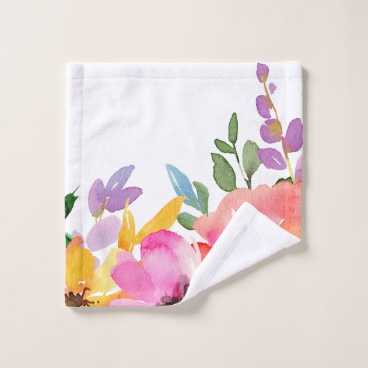 Moderne roze handdoek S Waterverf flespatroon (Wasdoekje)