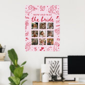 Moderne Roze Handgetekende 'Hoe oud was de bruid?' Poster (Thuiskantoor)
