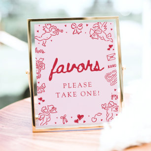 Moderne Roze Handgetekende Valentijn Favorieten Bo Poster
