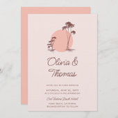 Moderne roze handpalmen met schets eenvoudige riem kaart (Voorkant / Achterkant)