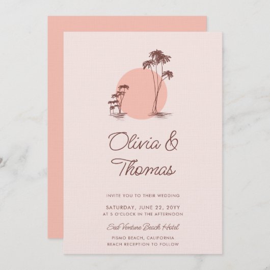 Moderne roze handpalmen met schets eenvoudige riem kaart (Voorkant / Achterkant)