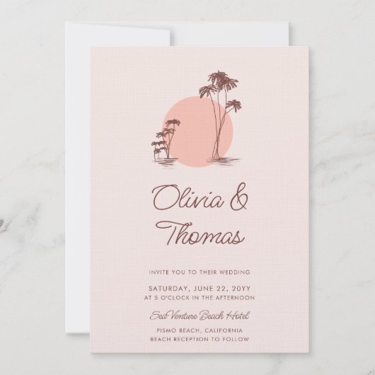 Moderne roze handpalmen met schets eenvoudige riem kaart (Voorkant)