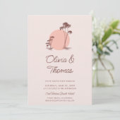 Moderne roze handpalmen met schets eenvoudige riem kaart (Staand voorkant)