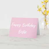 Moderne roze Happy Birthday White Script Kaart (Gele Bloem)