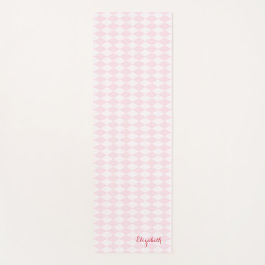 Moderne roze Harlequin Elegant Monogram Oefening Yogamat (Voorkant)