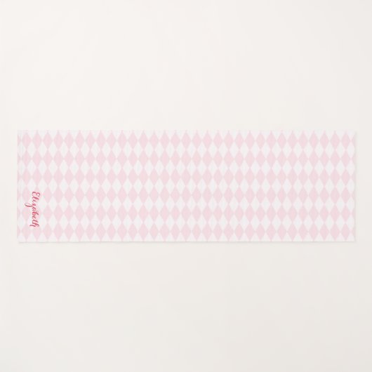 Moderne roze Harlequin Elegant Monogram Oefening Yogamat (Voorkant (horizontaal))