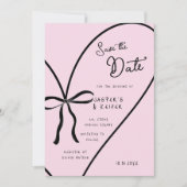 Moderne Roze Hart Boog Foto Huwelijk Save The Date Kaart (Voorkant)