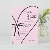 Moderne Roze Hart Boog Foto Huwelijk Save The Date Kaart (Staand voorkant)