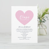 Moderne Roze Hart Elopement Bruiloft Kaart (Staand voorkant)