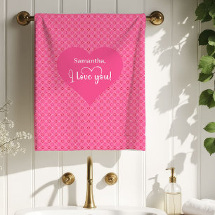 Moderne Roze Hart Liefde Cadeau voor Echtegenoot B Bad Handdoek