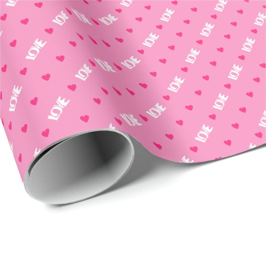 Moderne Roze Hart & Liefde Typografie Cadeau Cadeaupapier (Rol Hoek)