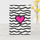 Moderne Roze Hart Liefdeskaart Kaart (Gele Bloem)