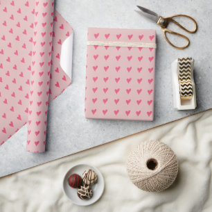Moderne Roze Hart Patroon Meisjesachtig Cadeaupapier