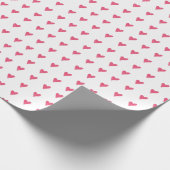 Moderne Roze Hart Patroon op Wit Cadeaupapier (Hoek)