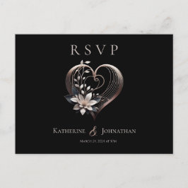 Moderne Roze Hart-RSVP-Huwelijk- Briefkaart