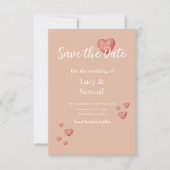 Moderne Roze Hart Save The Date Kaart (Voorkant)