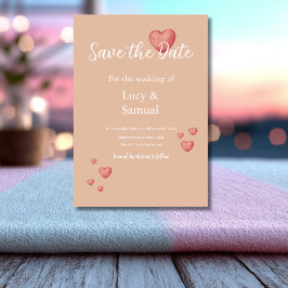 Moderne Roze Hart Save The Date Kaart