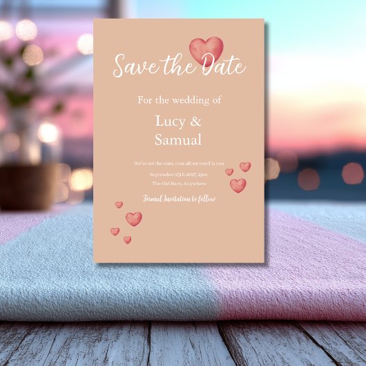 Moderne Roze Hart Save The Date Kaart