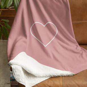 Moderne roze hartdeken   minimalistisch sherpa deken