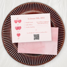 Moderne Roze Harten '2 worden 1' Trouw QR Code