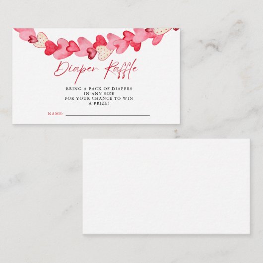 Moderne Roze Harten Baby shower Luier Raffle Informatiekaartje (Voorkant / Achterkant)