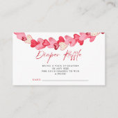 Moderne Roze Harten Baby shower Luier Raffle Informatiekaartje (Voorkant)