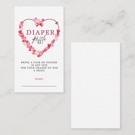 Moderne Roze Harten Baby shower Luier Raffle Informatiekaartje (Voorkant / Achterkant)