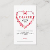 Moderne Roze Harten Baby shower Luier Raffle Informatiekaartje (Voorkant)