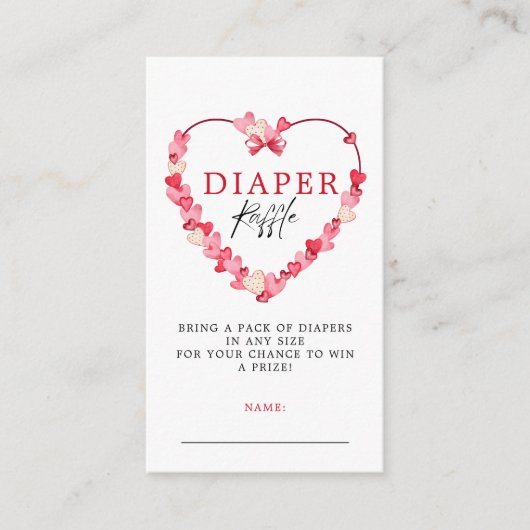 Moderne Roze Harten Baby shower Luier Raffle Informatiekaartje (Voorkant)