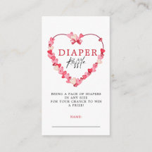 Moderne Roze Harten Baby shower Luier Raffle