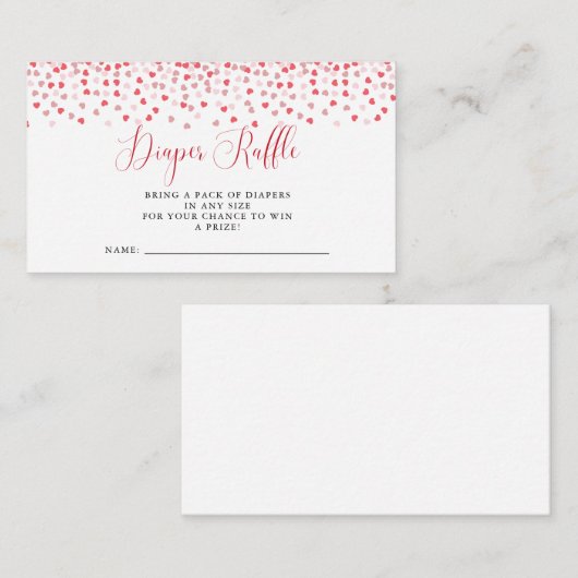 Moderne Roze Harten Baby shower Luier Raffle Informatiekaartje