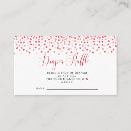Moderne Roze Harten Baby shower Luier Raffle Informatiekaartje