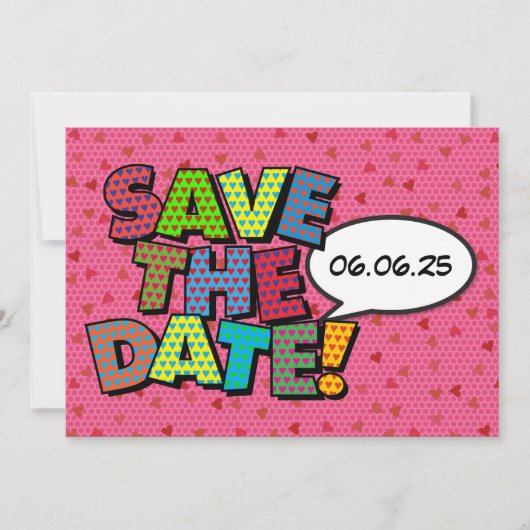 Moderne Roze Harten Confetti Trouw Opslagkaart Save The Date (Voorkant)