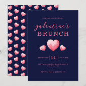 Moderne Roze Harten Galentine's Day Brunch Kaart (Voorkant / Achterkant)