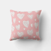 Moderne Roze Harten Monogram  Kussen (Achterkant)