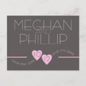 Moderne Roze Harten Save The Date Aankondigingskaart (Voorkant)