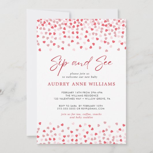 Moderne Roze Harten Sip en See Kaart (Voorkant)