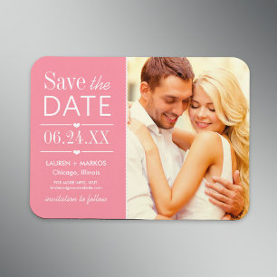 Moderne Roze Harten Trouwfoto Save the Date Magneet