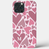 Moderne roze harten Valentijnsdag monogram aangepa Case-Mate iPhone Case (Achterkant)