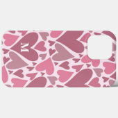 Moderne roze harten Valentijnsdag monogram aangepa Case-Mate iPhone Case (Achterkant (horizontaal))