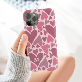 Moderne roze harten Valentijnsdag monogram aangepa Case-Mate iPhone Case