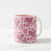 Moderne roze harten Valentijnsdag Tweekleurige Koffiemok (Voorkant rechts)