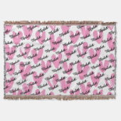 Moderne roze harten waterverf tekst kalligrafie deken (Voorkant)